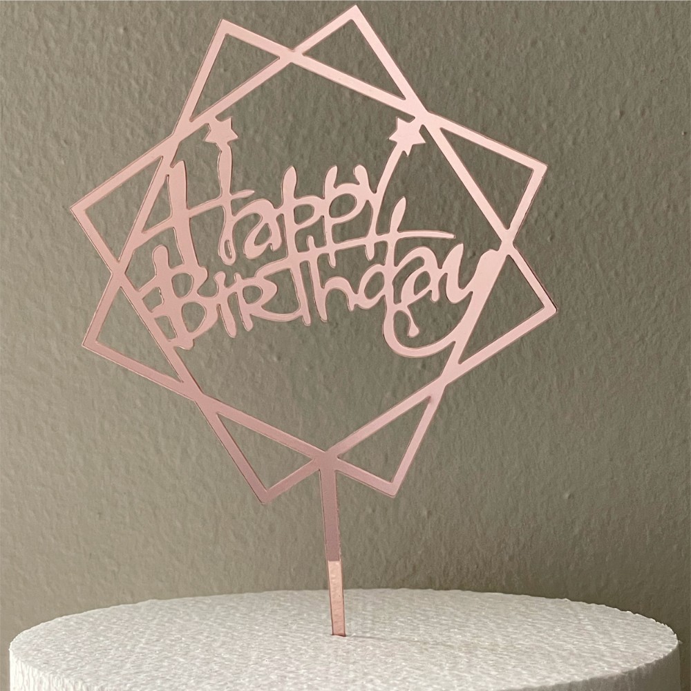 Decorazione Cake Topper Torta Scritta Happy Birthday in Zucchero